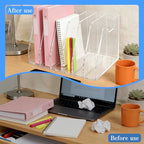 6-Tier Clear Acrylic File Holder, Vertical Document Organizer for Magazines, Binders, Notebooks & Envelopes - Multi-Purpose Desk Storage for Home Office（B5,6 Sections） - size: B5, 6 Sections