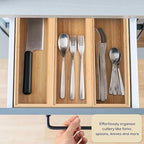Kigley 8 Pieces Bamboo Drawer Organizer Kitchen Utensils Wooden Utensil Stackable Wooden Storage Box Bamboo Silverware Tray for Drawer(9 x 3 x 2 Inch,Wood) - size: 9 x 3 x 2 Inch