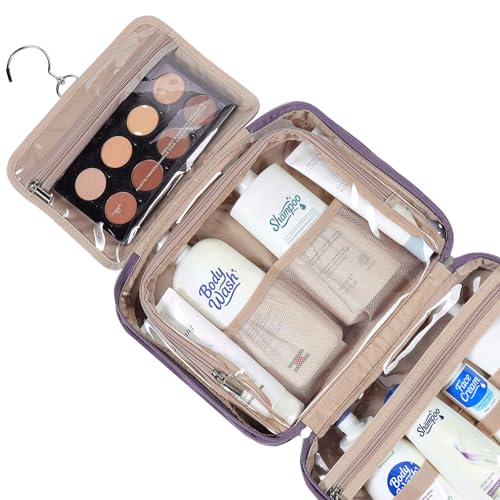 NISHEL Travel Toiletry Bag for Women, Makeup Essentials Organizer, Hanging Case for Accessories, Cosmetics, Large Size, Purple - color: Purple, size: Large
