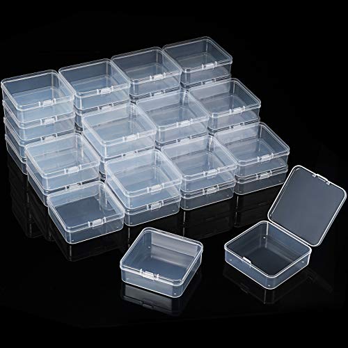 48 Packs Clear Small Plastic Containers Transparent Storage Box with Hinged Lid for Small Items Crafts Jewelry (2.9 x 2.9 x 1 Inches) - size: 2.9 x 2.9 x 1 in