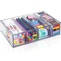 Desk Organizer with 4 Drawers, FODIENS Stackable Desktop Storage Box with Removable Drawer, Clear Sunglasses Organizer Display Case for Stationery Marker Pens Eyeglasses Office Supply - style: 1 Layer - 4 Drawers