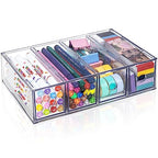 Desk Organizer with 4 Drawers, FODIENS Stackable Desktop Storage Box with Removable Drawer, Clear Sunglasses Organizer Display Case for Stationery Marker Pens Eyeglasses Office Supply - style: 1 Layer - 4 Drawers