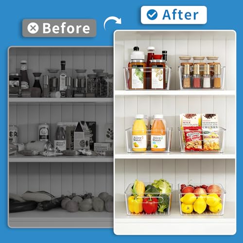 Mpotmiy 10 Pack Pantry Organizers and Storage,Clear Plastic Containers with 2 Dividers for Kitchen,Fridge Organization and Storage,Acrylic Bins for Pounches,Spice Packet,Snack organzier - style: 10pack