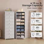 Crestlive Products Tall Dresser, 8-Drawer Fabirc Storage Tower, Chests of Drawers - Vertical Organizer Unit for Bedroom, Hallway, Entryway, Nursery, Closets - Steel Frame, Wood Top & Handles (White) - color: White, style: Narrow-8 Drawers