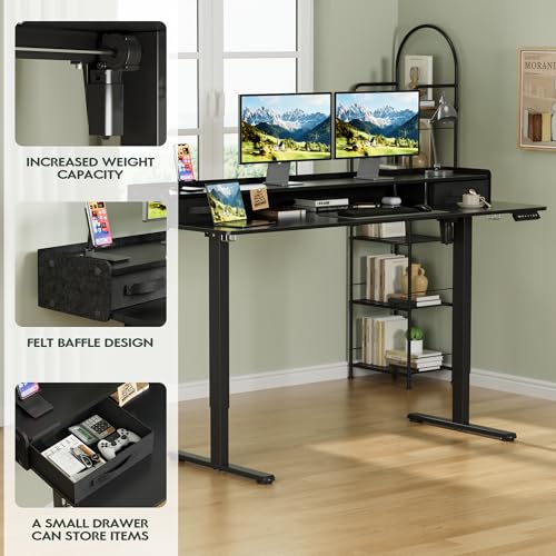 Homall Electric Standing Desk with 2 Drawers, Adjustable Height Computer Desk with Storage Sit Stand Table with Storage Shelf and Splice Board Quick Install for Home Office (Black, 63 Inch) - color: Black, size: 63 Inch