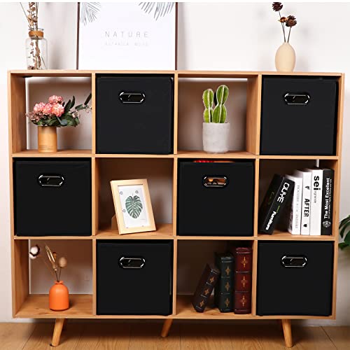 Fabric storage bins Cubes, Fabric Cube Organizer with Handle, Foldable Cube Bins for Cloth or Accessary Storage, 11x11x11, Set of 8, (Black) - color: Black, size: 8 Pack