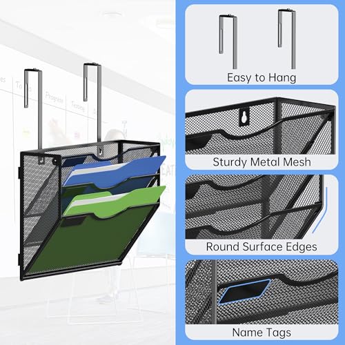Kuntine.B Wall File Organizer Office Hanging Magazine Holder Wall File Organizer for Office Home (Black, 3 Tier & Hangers) - color: Black, size: 3 Tier & Hangers