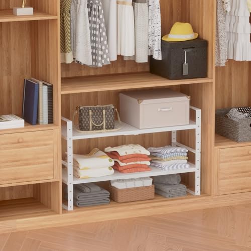 Expandable Shoe Rack Heavy-Duty Closet Organizer Adjustable Shelf Stackable Metal Framework for Entryway, Garage,RV,Pantry,Cabinet(Medium,3 Packs/White) - color: White/3 Packs, size: MEDIUM:8.11"D x 16.54"W x 7.88"H