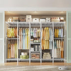 Raybee 88.2" W Clothes Rack Heavy Duty Clothing Racks for Hanging Clothes Extra Wide Portable Closet Loads 1200LBS Freestanding Garment Rack for Bedroom 88.2" W x 75.6" H x 15.7" D, White - color: White, style: NO COVER