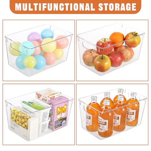 Freebat 6 Pack Large Clear Plastic Storage Bins,Plastic Containers with Handle for Pantry Organizer and Storage,Perfect for Kitchen,Fridge,Cabinet, Closet,Bathroom Under Sink Storage - color: Large 6Pack
