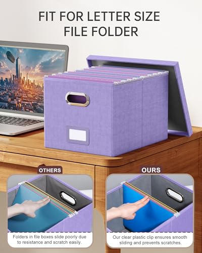 Oterri File Organizer, File Box, File Cabinet for Letter File Folder Storage, Hanging File Organizer for Office/Decor/Home,Document Organizer, 1 Pack, Lavender-Box Only - color: Lavender, size: 1 pack