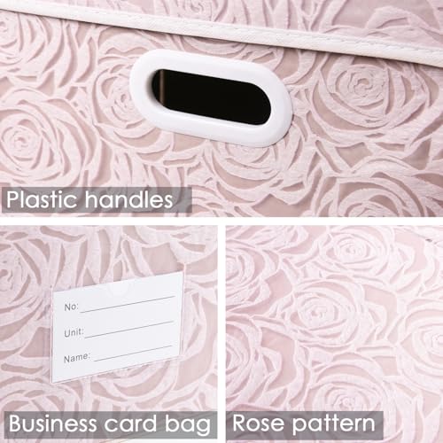 PRANDOM Extra Large Collapsible Storage Boxes with Lids Fabric Decorative Storage Bins Cubes Organizer Baskets with Cover Handles Divider for Bedroom Closet Living Room 19.7x15.7x11.6 Inch 3 Pack - color: Pink, size: X Large(3-Pack)
