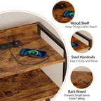 Furnulem 5 Drawer Dresser for Bedroom, Tall Nightstand with Led Light and Charging Station, Small Night Stand Bedside Table, Fabric Bins, Metal Frame, Wood Shelf, Side Furniture(Rustic Brown) - color: Rustic Brown, style: 5 Drawer