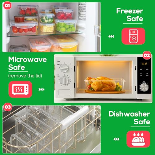 62PCS Thicker Food Storage Containers with Lids Airtight Leakproof, BPA Free Plastic Kitchen Food Storage Containers, Stackable Reusable Meal Prep Food Containers with Lids, Freezer Microwave Safe - size: 476oz-31 Pack