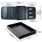 Non-Slip Couch Cup Holder Detachable Wooden Snack Tray PU Leather Armrest Cup Holder Couch Arm Tray for Recliner w/Large Pocket, 3 Small Pockets for TV Remotes, Phone, Glasses/Couch Console (Black) - color: Black