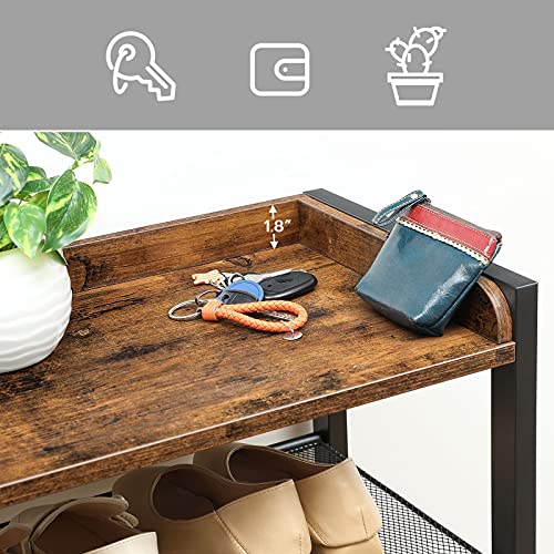 HOOBOR 8 Tier Shoe Rack, Large Capacity Shoe Storage for 14-16 Pairs, Sturdy Metal Shoe Shelf for Closet Entryway, Space Saving Shoe Organizer for Sneakers Heels, Rustic Brown BF48XJ01 - size: 20.5" L x 11.8" W x 53.9" H