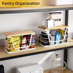 ALOCEO 2 Pack Potato and Onion Storage Bins, Large Trash Bag Holder Under Sink with Bamboo Top, Stainless Steel Pantry Organizers Storage, Kitchen Counter, White - color: 2-pack - Xl&l White