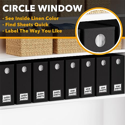 SpaceAid 10 Pack Bed Sheet Organizers and Storage, Foldable Sheet Organizer for Linen Closet, Sheets Set Folder Keeper with Window XL (Queen & King Size) Organizing Bedding Container, Black - color: Black, size: 10 Pack