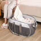 Pop-Up Laundry Basket，collapsible Mesh Laundry Hamper– With Extended Shoulder Straps, Sturdy Handles, and Premium Cationic Fabric (gray)… - color: gray