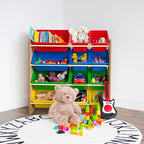 Humble Crew, Natural/Primary Kids' Toy Storage Organizer with 12 Plastic Bins, 34*35*15.5inch - color: Natural/Primary