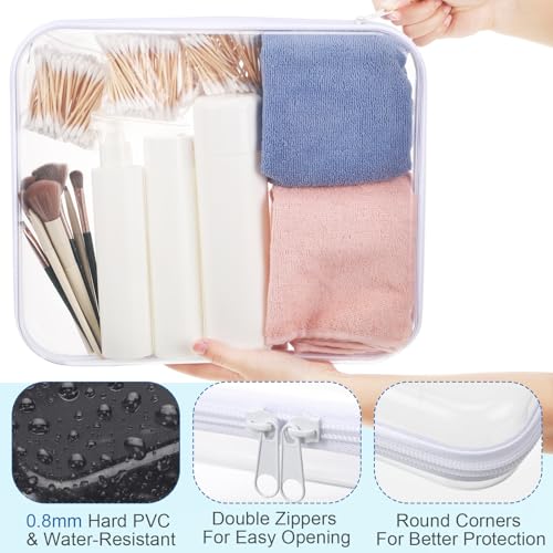 Sanwuta 6 Pcs Clear Hard Zipper Case Plastic Zipper Pouches Transparent Makeup Bag Pencil Case Pouches Toiletry Diaper Bag for Travel Toy Storage Organizer Bins(White,13.78 x 11.81 x 2 Inch) - color: White, size: 13.78 x 11.81 x 2 Inch