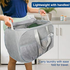 Collapsible Laundry Baskets, Tear Proof Pop Up Laundry Hamper with Lid, Dual Handles Durable Foldable Laundry Basket, Easy to Carry Laundry Hamper for Home, Laundry Room, Bedroom, Dorm, Travel Grey - style: Grey with Lid