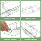 BLULEE Adjustable Clear Drawer Organizers, Expandable Bathroom Drawer Organizer Bins with Dividers, Versatile Makeup Organizer for Drawer, Plastic Desk Drawer Organizer (8 Pcs) - size: 8 PCS