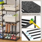 Ekisemio 12 Tier Shoe Rack Tall, Shoe Rack Organizer, Large Capacity Holds 34-50 Pairs, Boot Rack Organizer for Entryway, Closet, Garage, Black - size: 2 Row 12 Tiers