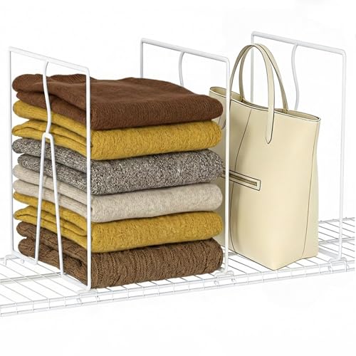 SortNStore Wire Shelf Dividers for Closet: 12-inch Tall 12-inch Deep 6 Pack Wire Rack Accessories - Adjustable Purse Organizer for Clothes Handbags - Metal Linen Closet Pantry Separators - size: 6-Pack TALLER: Tall 12" x Deep 12"