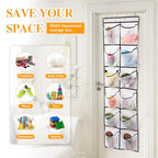 GOMAJI 12 Large Breathable Mesh Pockets, Over The Door Shoe Organizer, Boots Hanging Storage Shoe Rack for Closet, Accessories - - White