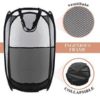 Collapsible Pop Up Laundry Hamper, Extra Large Mesh Foldable Laundry Basket Bag, 28" x 16" x 16", 2 Pack (Black) - color: 2P Black