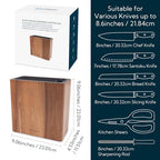 KITCHENDAO XL Acacia Wood Universal Knife Block with Slots for Scissors and Sharpening Rod, Safe, Space Saver Knives Storage Stand Display without Knives, Unique Slot Design to Protect Blade - color: XL-Acacia Wood