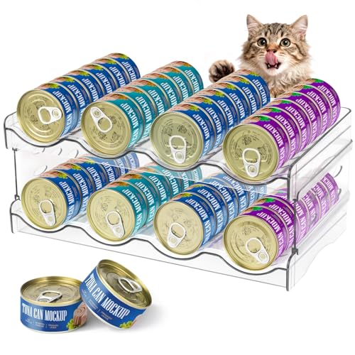 Cat Food Can Organizer, Can Organizer for Pantry, Transparent Cat Food Storage Container Holds 48 (3.5oz) Cans, Canned Food Organizer and Storage for Countertop Kitchen Cabinet (4 Tier-2 Layer) - color: 4 Tier-2 Layer