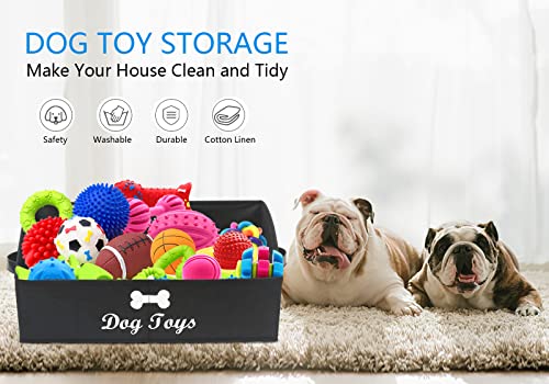 Morezi Linen-cotton blend dog toy basket and dog toy box, dog toy basket storage - Perfect for organizing pet toys, blankets, leashes, chew toys - Black - Dog - color: Dog Black