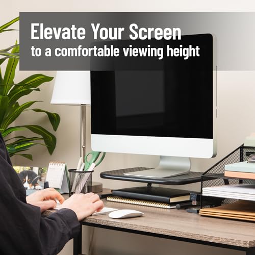 Mind Reader Monitor Stand, Ventilated Laptop Riser, Desktop Organizer, Office, Metal, Black - size: 1 Piece