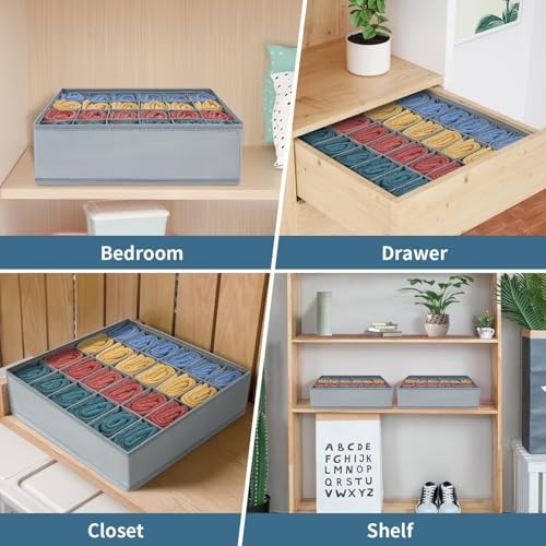 1Pcs Sock Drawer Organizer Divider Underwear Organizer, 24 Cell Closet Organizers and Storage Organizer Sock Holders Organizers for Storing Socks, Handkerchiefs, Ties, Belts