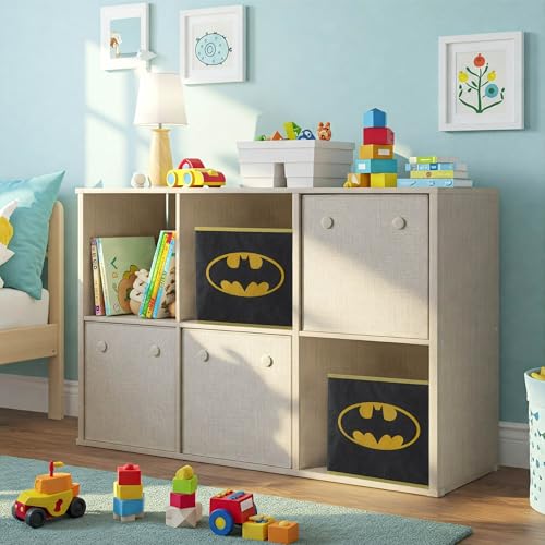 Batman Kids Storage Cubes, 2 Pack Foldable Fabric Bins with Handles, Collapsible Organizer Boxes for Bedroom, Playroom & Nursery, Durable Kids Storage Solution - color: Batman