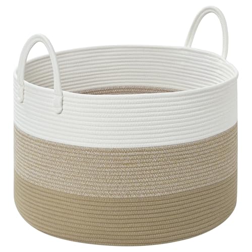 Extra Large Toy Basket, 20"x13" Kids Toy Storage for Playroom Classroom Nursery, Woven Rope Blanket Basket with Handles, Stuffed Animal Organizer & Dog Toys Basket, Gradient Brown - color: Gradient Brown - Wide