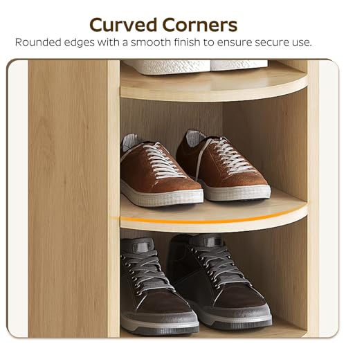 YATINEY 9-Tier Tall Shoe Rack, Wooden Shoe Storage Organizer, Narrow Shoe Cabinet with Removable Shelves for Small Spaces, Holds 9 Pairs of Shoes, for Entrance, Hallway, Natural SS02NL - color: Natural, size: 10.2''L x 13.4''W x 65.7''H