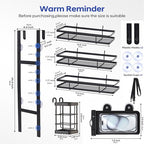 Over the Door Shower Caddy Hanging, Rustproof Shower Shelves with Waterproof Phone Pouch, 3-Tier Adjustable Bathroom Organizers and Storage, No Drilling Shower Shelf, Black Shampoo Soap Holder - size: 3 Tier