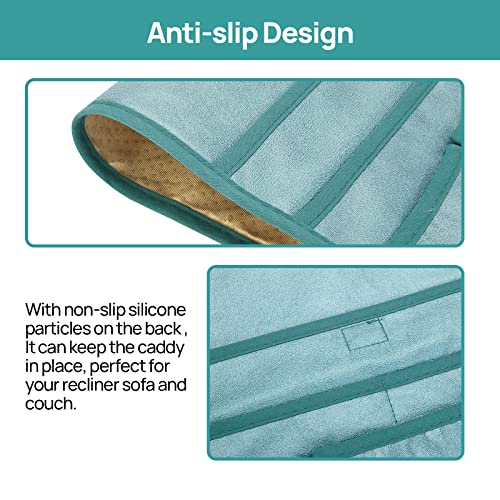 Teniux Remote Control Holder Faux Leather Armrest Organizer with 6 Pockets for recliner couch sofa, Armchair Caddy for Smart Phone, Book, Magazines, Ipad, Remotes (Teal) - color: Teal