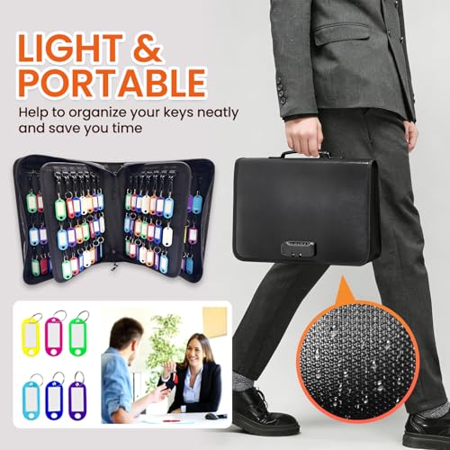 138 Position Key Organizer with Combination Lock, Waterproof Fireproof Zippered Key Case, Key Holder Box for Rental Management Real Estate Sales Hotel Executives