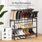 DIMJ Boot Rack 4-Tier - Black Metal Boot Storage Rack for Tall Boots Organizer Tall Boots, Multiuse Shoe Rack for Boots, Sneakers, High-Heel, Entryway, Fits 8 Pairs - size: 4 Tier - 8 Pairs