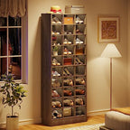 Tribesigns 10-Tier Shoe Storage Cabinet, Gray Wooden Shoe Rack with 30 Cubbies, Freestanding Tall Entryway Shoe Organizer for Closet, Entryway, Living Room - color: Grey