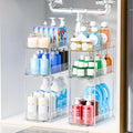 2 Pack 3 Tier Large Pull Out Bathroom Organizers and Storage,13.8″ Deep Sliding Kitchen Under Sink Organizer for Cleaning Products Storage,Acrylic Clear Bathroom inder Sink Organizer,Undersink Storage - style: 2 Pack-3 Tier