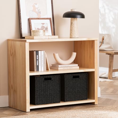 UBBCARE 3 Pack Wicker Basket, 11L×11H×10.5W inch Woven Paper Rope Storage Baskets for shelves, Foldable Cube Storage bin with Handle, Storage Basket for Organizing & Decor, Black - color: Black, size: Cube-3pack 11"