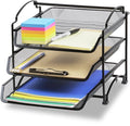 Simple Houseware 3-Tier Stackable and Sliding Desktop Document Letter Tray Organizer, Black