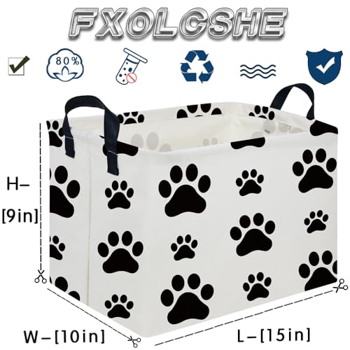 Rectangular Dog Basket,Nursery Hamper,Collapsible canvas kids toy storage box,Kids room storage basket,Pet decor(Dog paw) - color: Dog paw