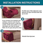 Velvet Quilted Armrest Covers - Water-Resistant Sofa Arm Protectors Set of 2 with Side Pocket Organizer, Non-Slip Furniture Covers for Chairs & Couches (Burgundy) - color: Burgundy
