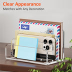 FUCDTEFC Mail Organizer Countertop, 3 Section Clear Acrylic Small File Holders Letter Organizer for Desk, Modern Filing Accessories for Document, Office, Home, School - size: 3 Section Clear-M